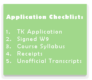 TK application checklist